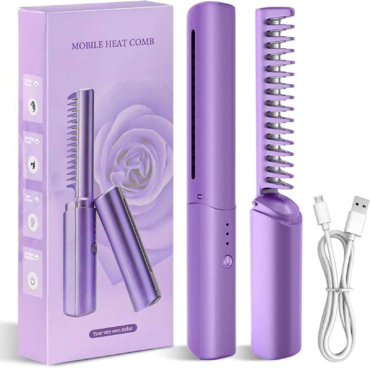 Rechargeable Mini Hair Straightener – Cordless Hot Comb for Fast, Smooth & Frizz-Free Hair Anywhere