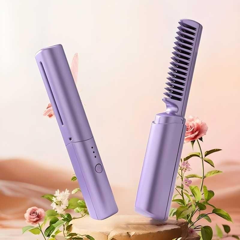 Rechargeable Mini Hair Straightener – Cordless Hot Comb for Fast, Smooth & Frizz-Free Hair Anywhere