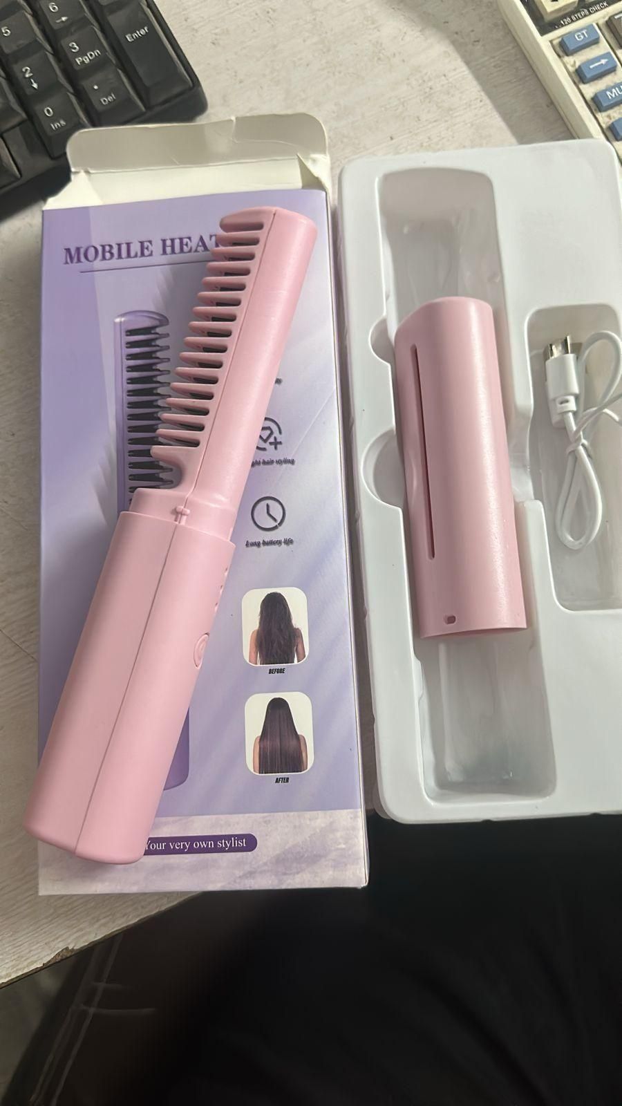 Rechargeable Mini Hair Straightener – Cordless Hot Comb for Fast, Smooth & Frizz-Free Hair Anywhere